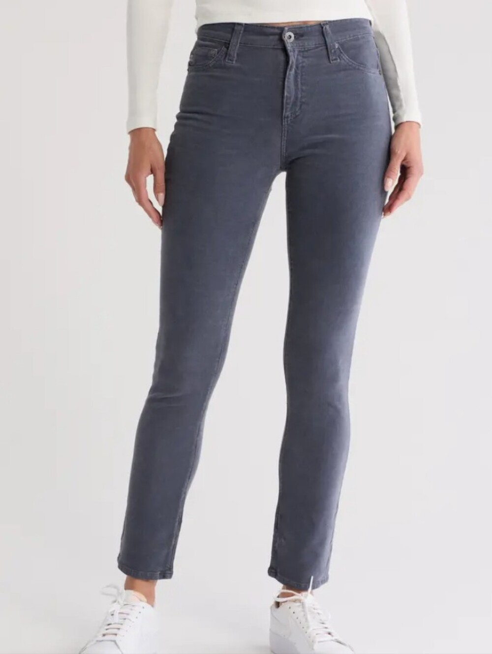 AG Adriano Goldschmied Mari High Rise Straight Grey Corduroy Pants 27